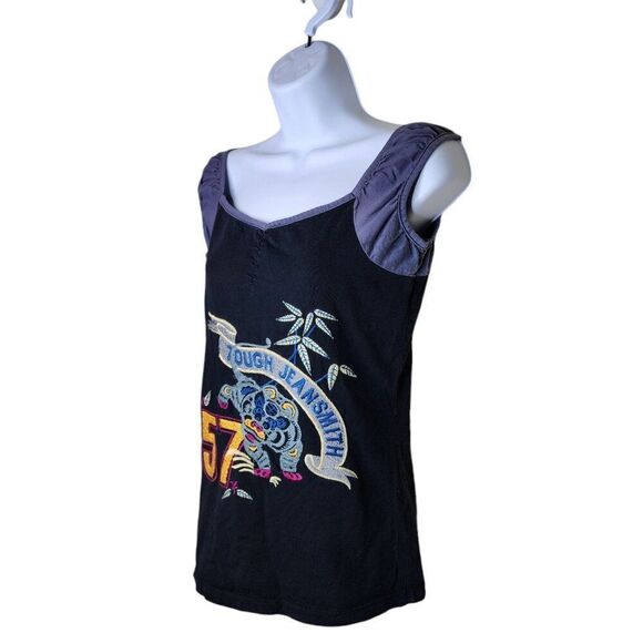 Vintage Y2K Tough Jean Smith Dragon Motorcycle Top Womens Size M Black - Picture 3 of 6